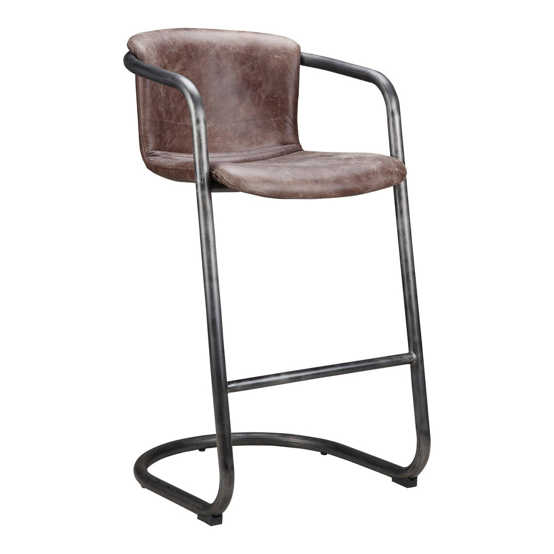 Freeman Barstool Grazed Brown Leather - Set Of Two - SwayLiving