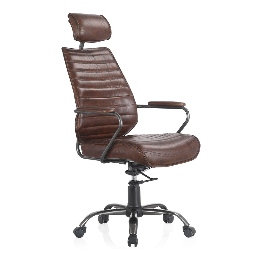 Executive Office Chair Dark Brown Leather - SwayLiving
