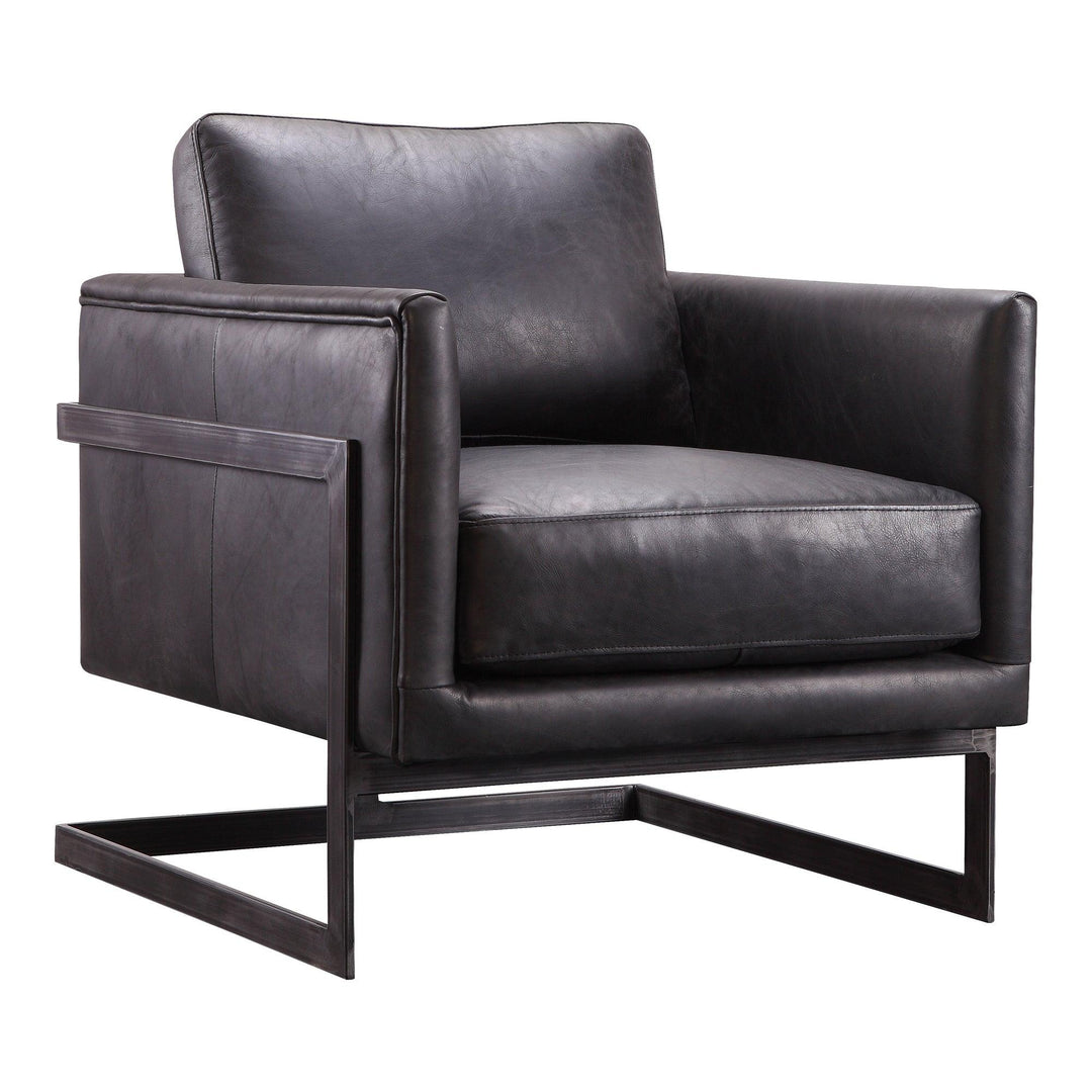 Luxley Club Chair Onyx Black Leather - SwayLiving