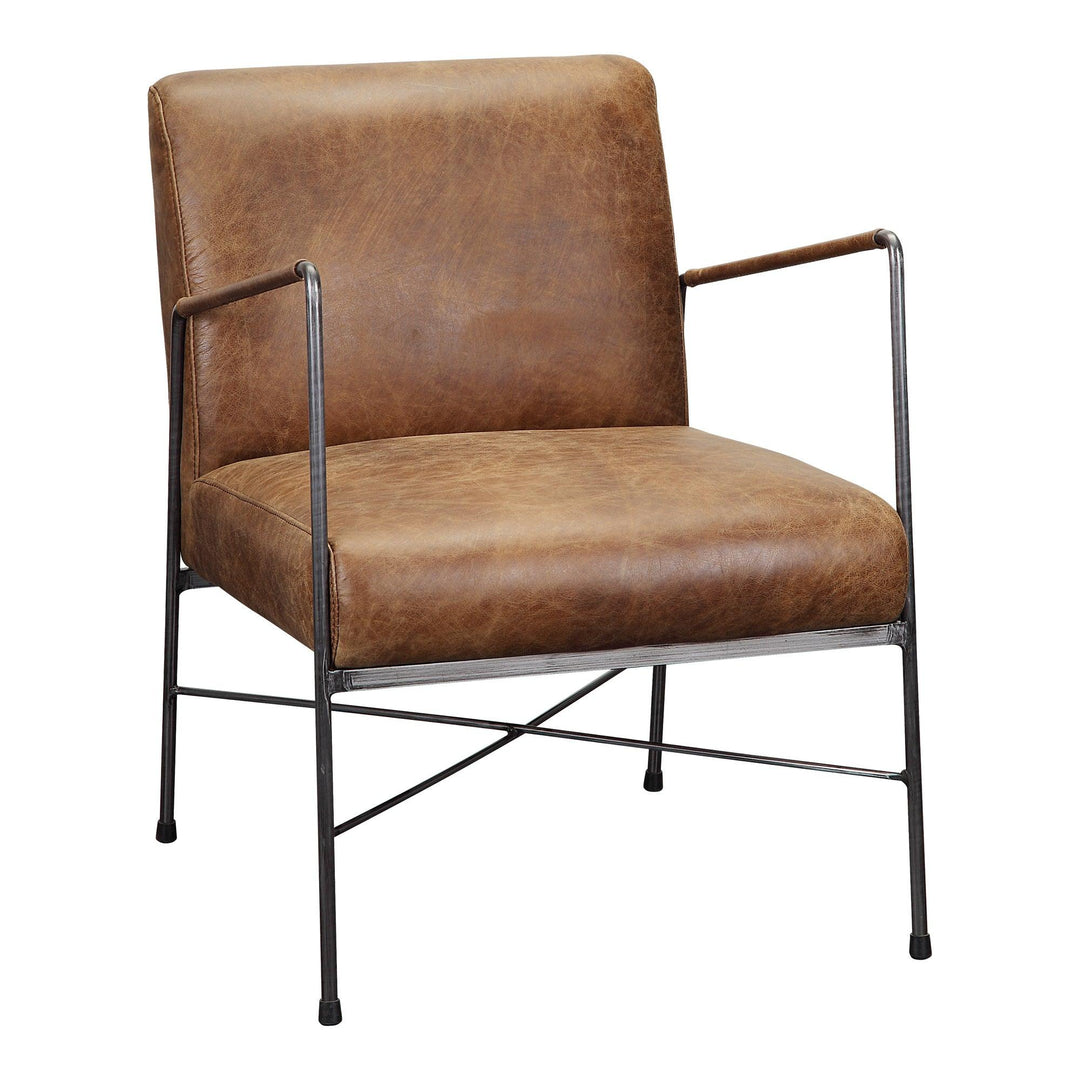 Dagwood Leather Arm Chair Open Road Brown Leather - SwayLiving