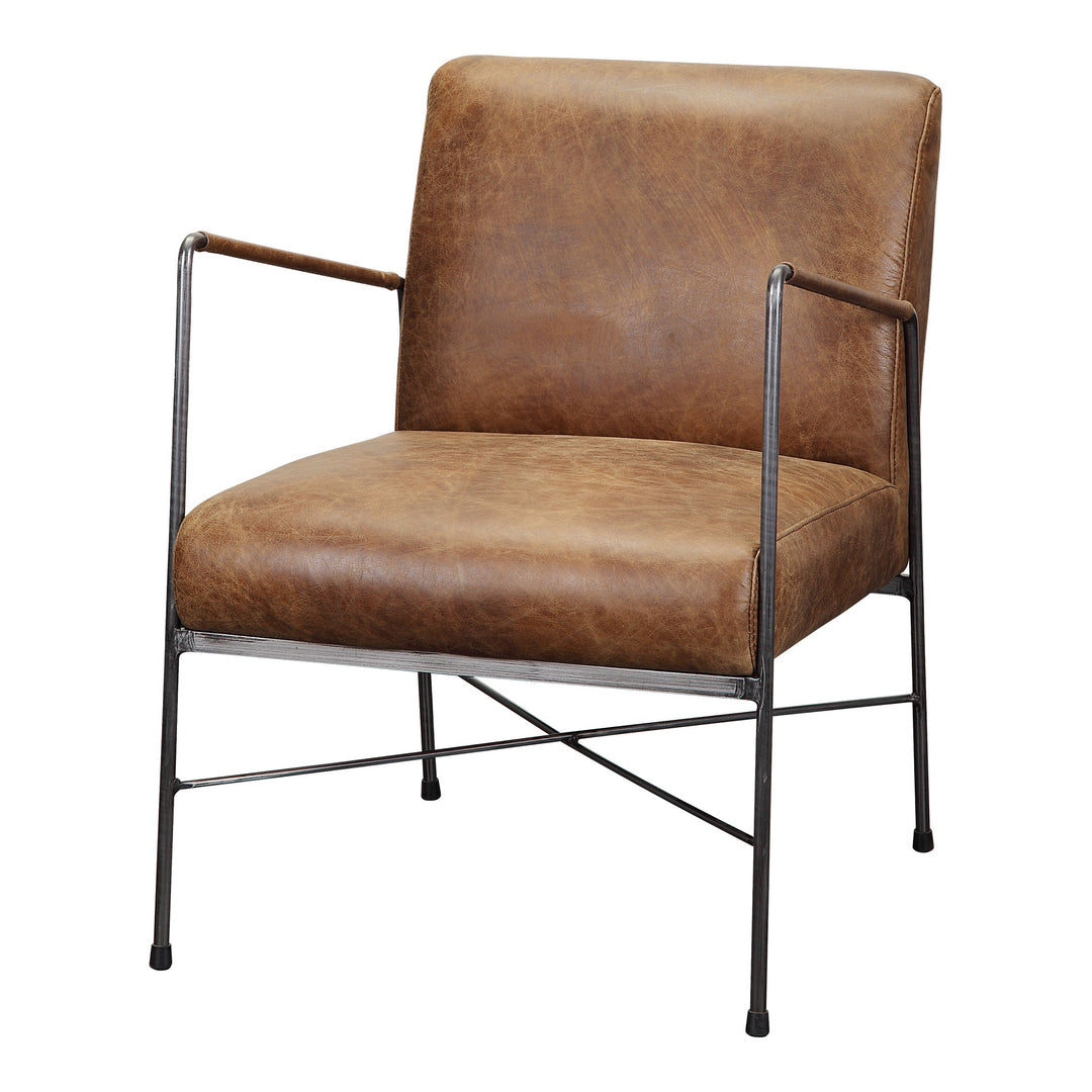 SwayLiving - Dagwood Leather Arm Chair Open Road Brown Leather - PK-1089-14 | SwayLiving