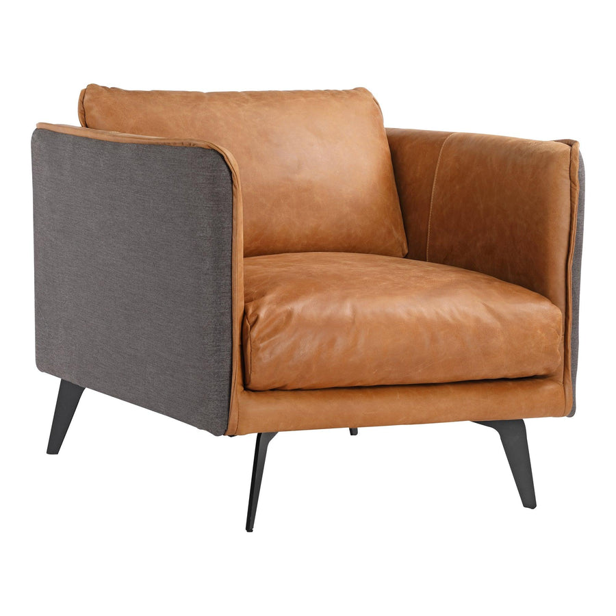 Messina Leather Arm Chair Cigare Tan Leather - SwayLiving