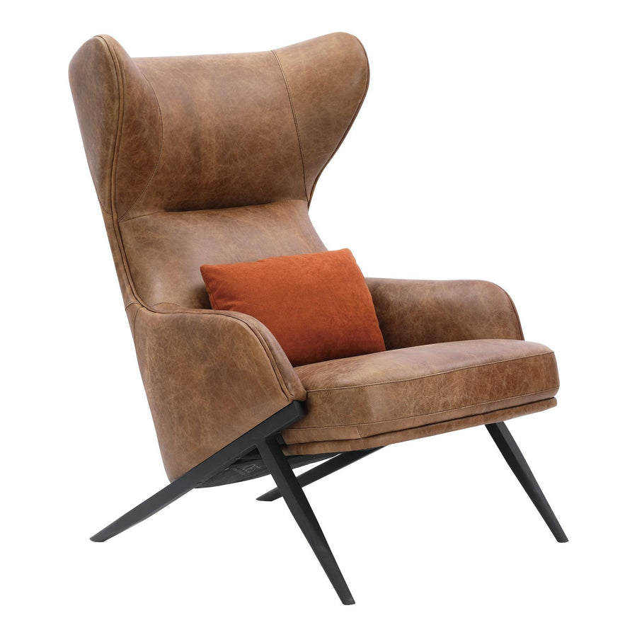 Amos Leather Accent Chair Open Road Brown Leather - SwayLiving