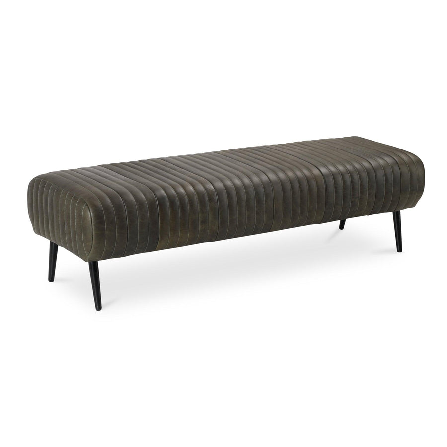 Endora Bench Charred Olive Leather - SwayLiving
