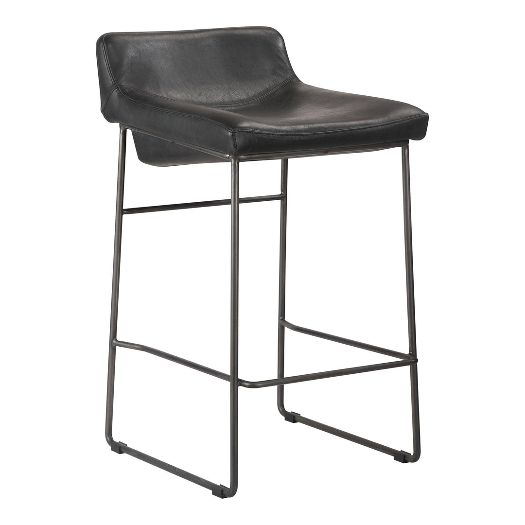 Starlet Counter Stool Onyx Black Leather - Set Of Two - SwayLiving