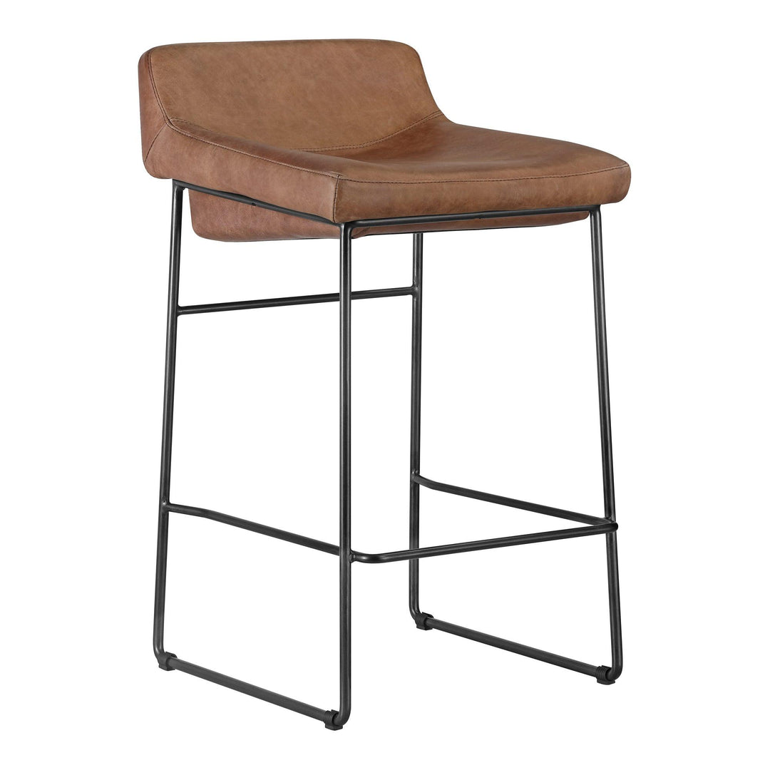 Starlet Counter Stool Open Road Brown Leather - Set Of Two - SwayLiving