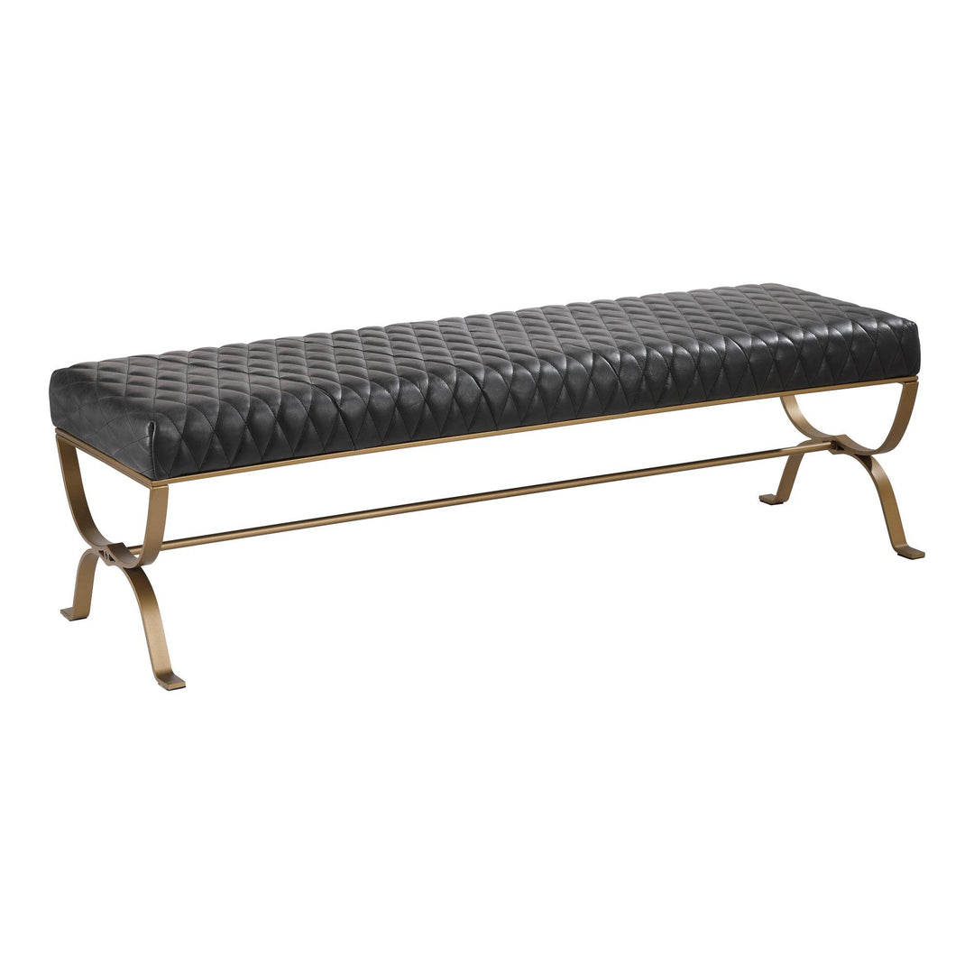 Teatro Bench Onyx Black Leather - SwayLiving
