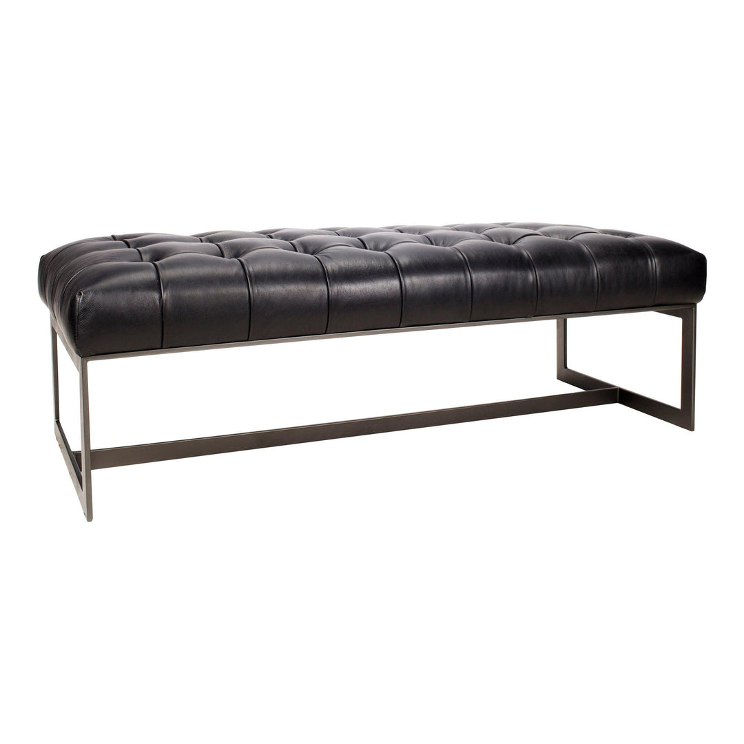 Wyatt Leather Bench Black - SwayLiving