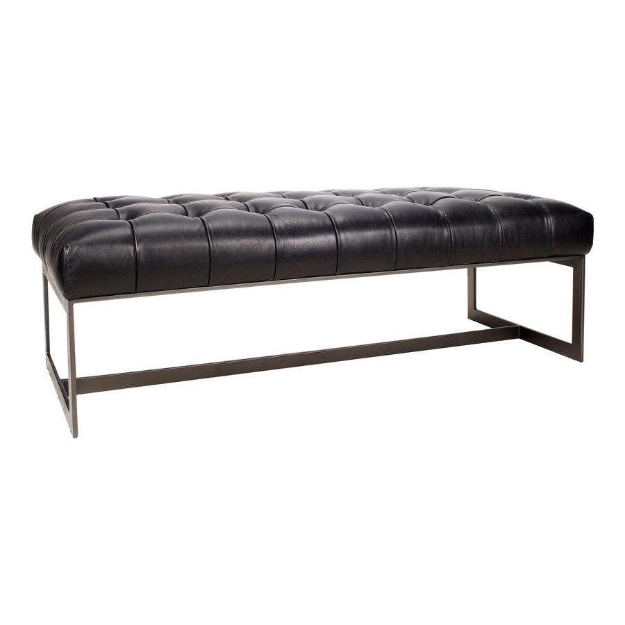 Wyatt Leather Bench Black - SwayLiving