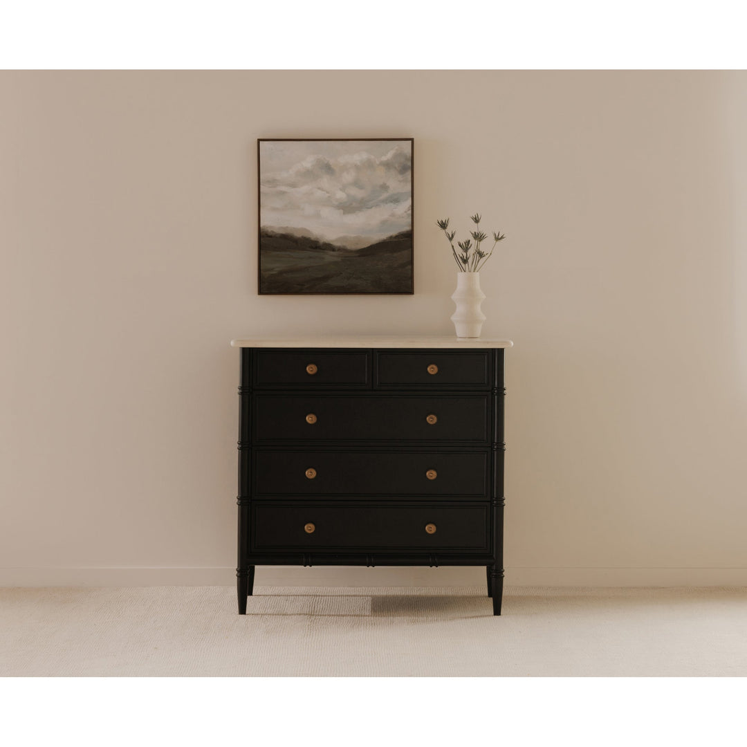 SwayLiving - Eleanor 5 Drawer Chest Black - RP-1060-02 | SwayLiving
