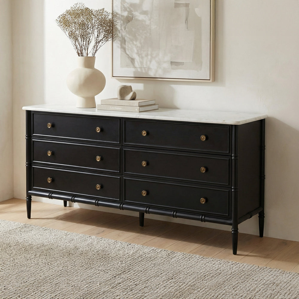 SwayLiving - Eleanor 6 Drawer Dresser Black - RP-1061-02 | SwayLiving
