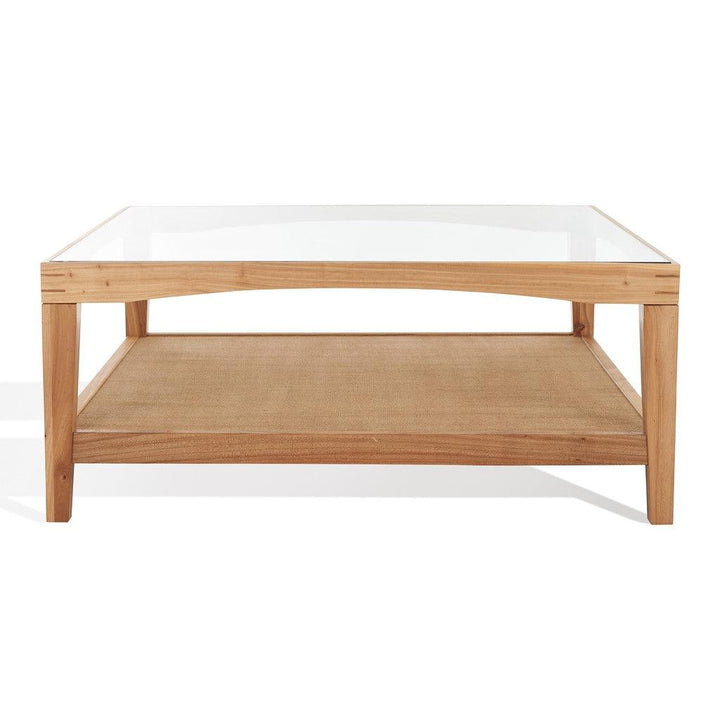 SwayLiving Nicolella Square Glass And Linen Coffee Table COFFEE TABLES