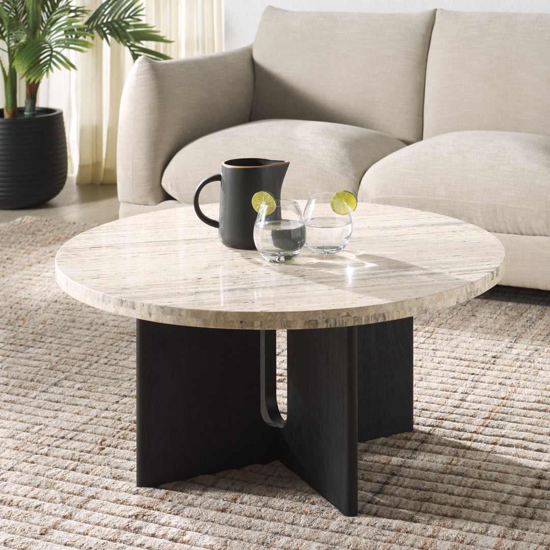 SwayLiving Shayna Travertine Coffee Table