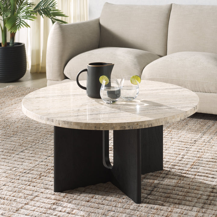 SwayLiving Shayna Travertine Coffee Table