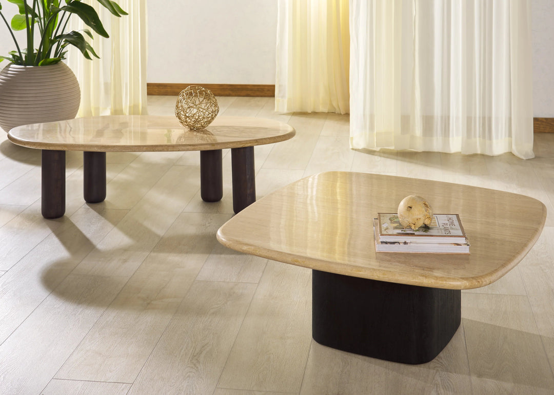SwayLiving SwayLiving Celestyn Travertine Top Coffee Table
