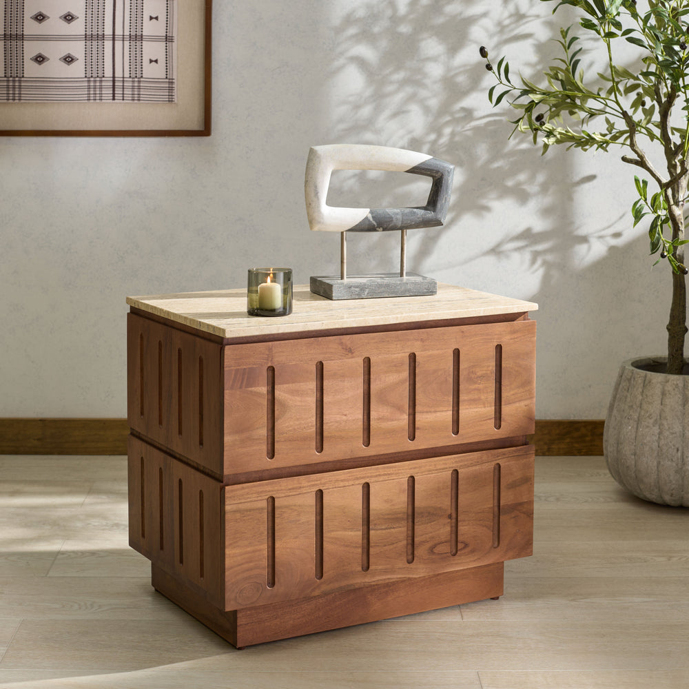 Travertine / Walnut