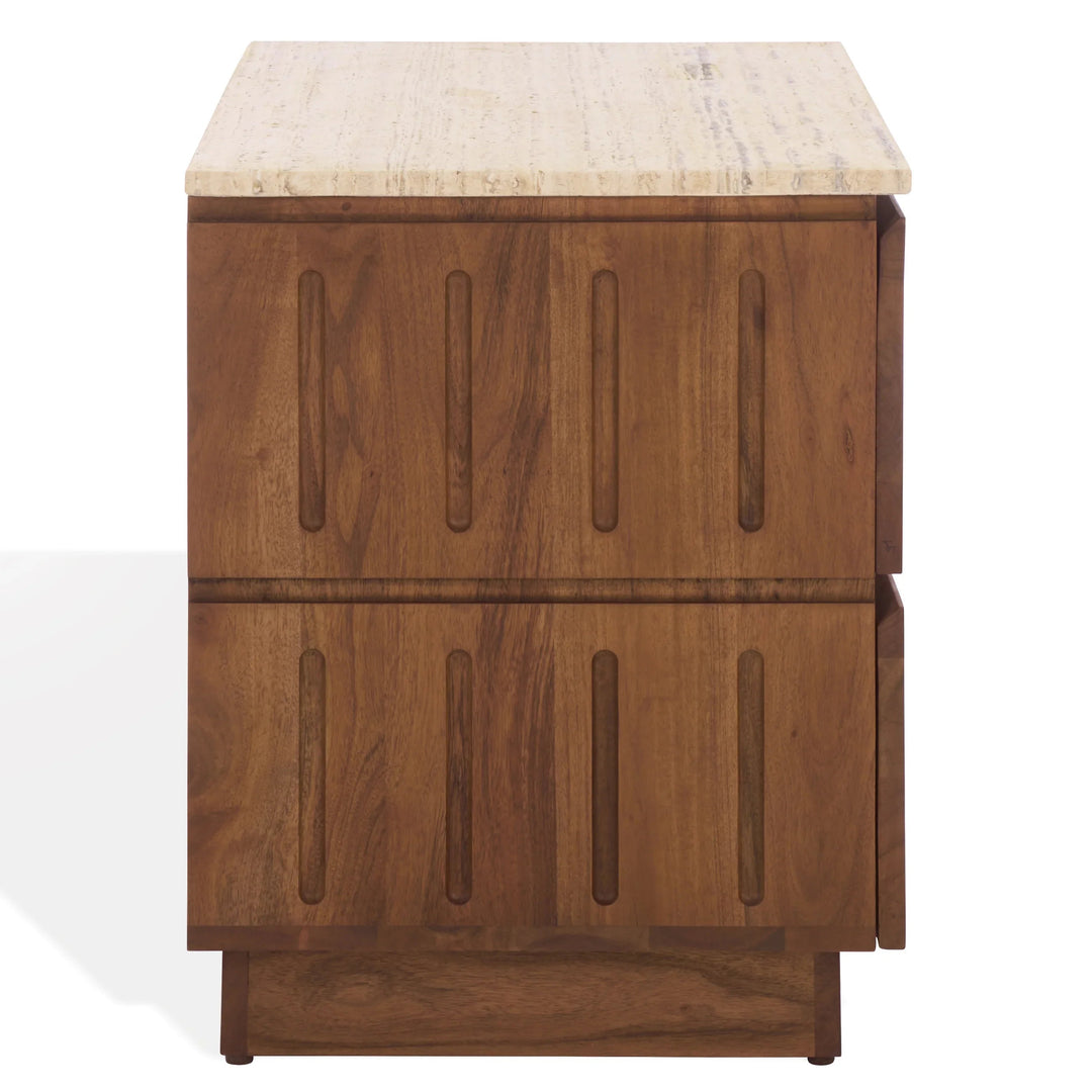 SwayLiving SwayLiving Kaylissa Travertine Top 2 Drawer Nightstand