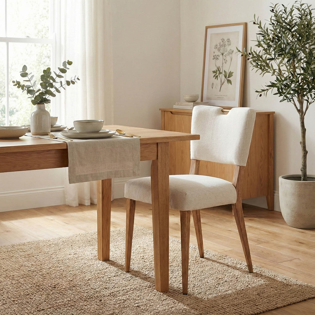 Luella Dining Chair - Sandy Beige/Cool Brown Legs