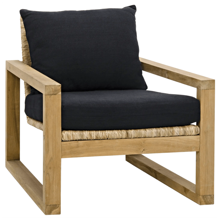 SwayLiving Martin Chair, Teak Frame, Woven Seat, Black Woven Fabric ACCENT + LOUNGE CHAIRS