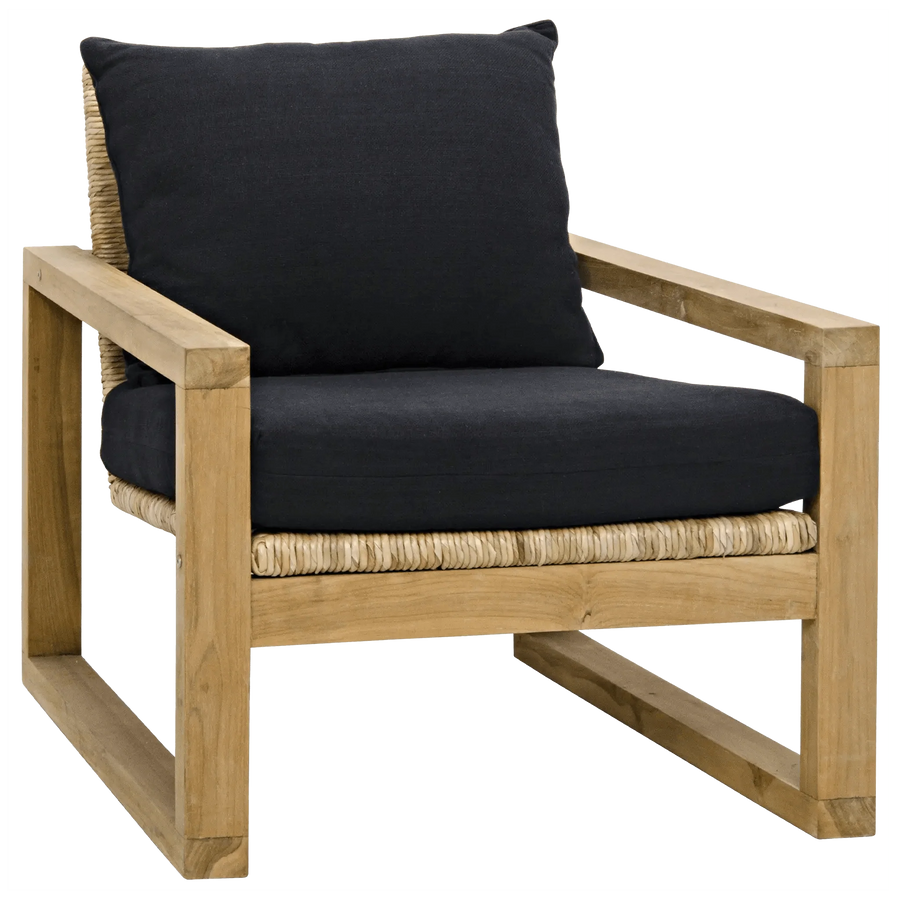 SwayLiving Martin Chair, Teak Frame, Woven Seat, Black Woven Fabric ACCENT + LOUNGE CHAIRS