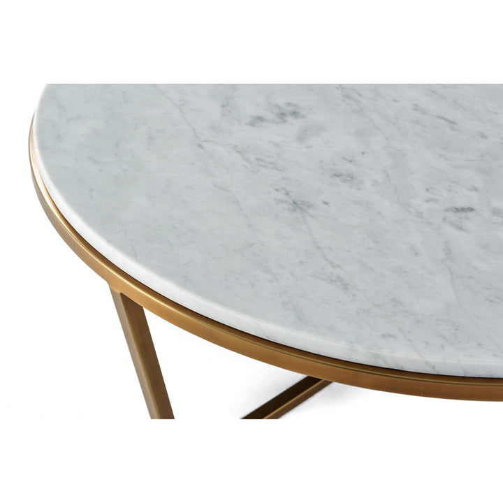 SwayLiving Small Fisher Round Cocktail Table (Marble) COFFEE TABLES