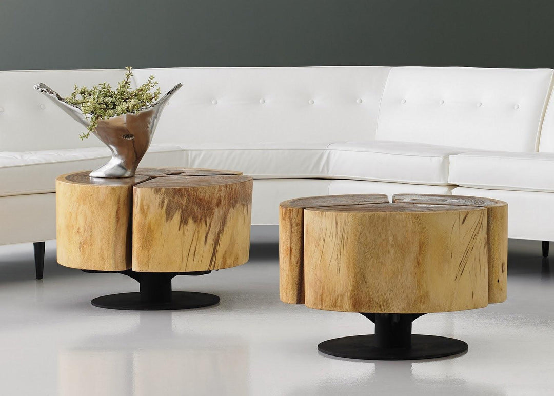 SwayLiving Clover Coffee Table, Chamcha Wood, Natural Finish, Metal Base COFFEE TABLES