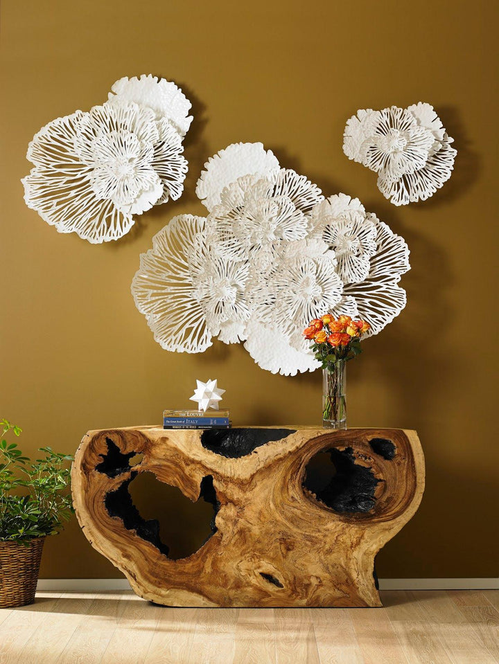 SwayLiving Flower Wall Art, Small, White, Metal WALL ACCENTS