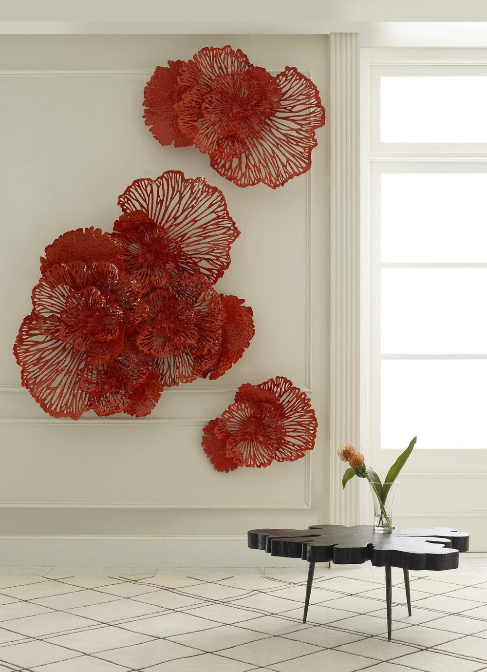 SwayLiving Flower Wall Art, Small, Coral, Metal WALL ACCENTS