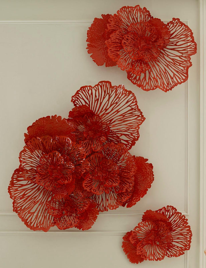 SwayLiving Flower Wall Art, Small, Coral, Metal WALL ACCENTS