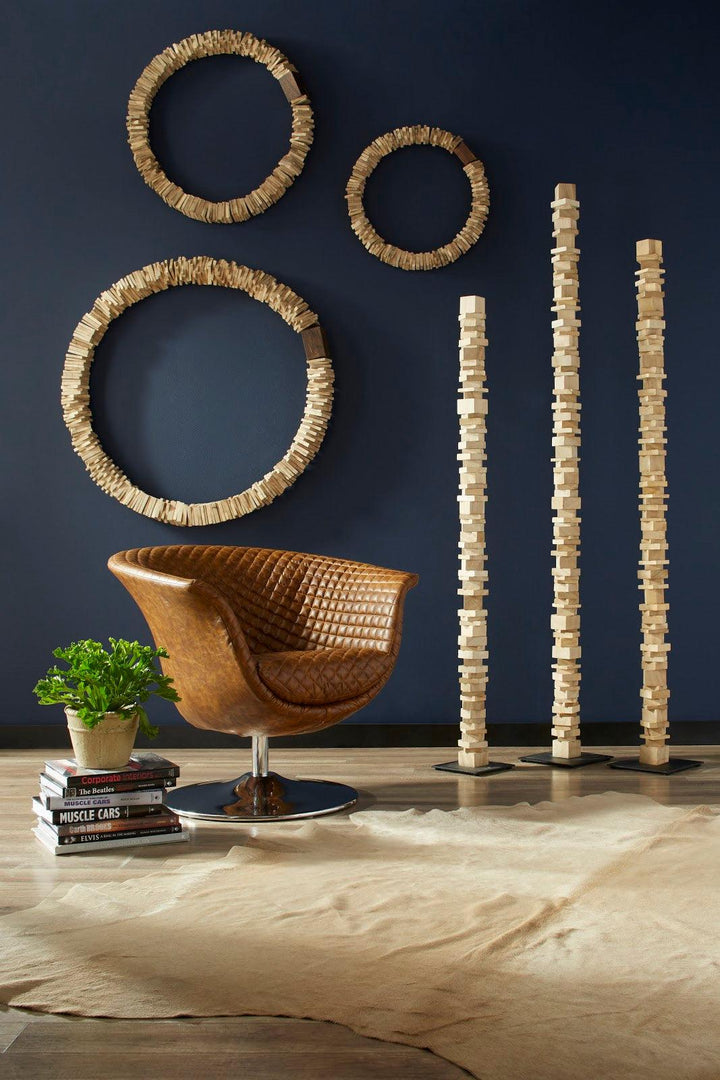 SwayLiving Stacked Wood Floor Sculptures, Bleached, Set of 3 DECORATIVE OBJECTS