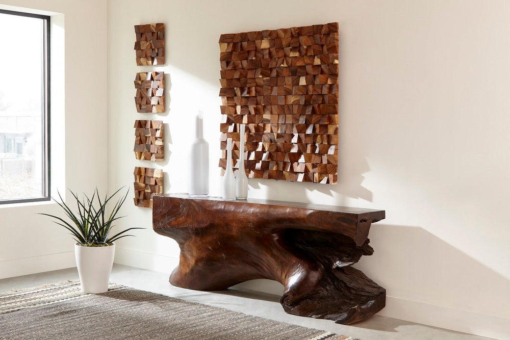 SwayLiving Blocks Wall Art, Chamcha Wood, Natural, LG WALL ART