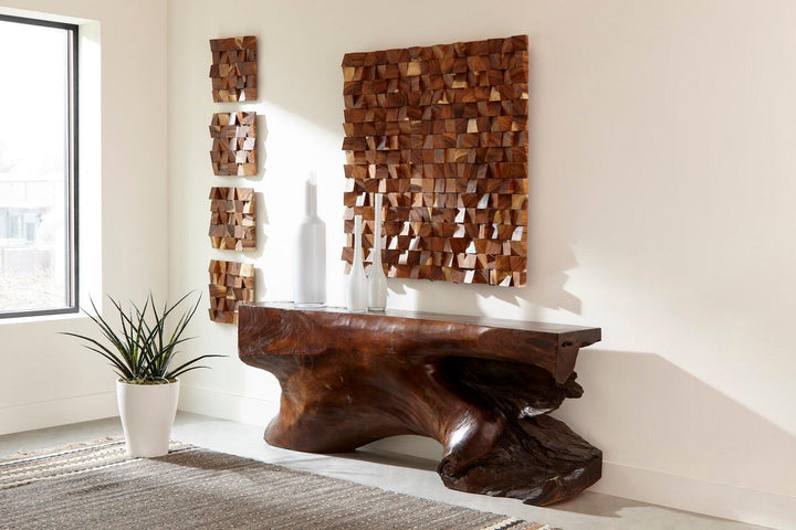 SwayLiving Blocks Wall Art, Chamcha Wood, Natural, LG WALL ART
