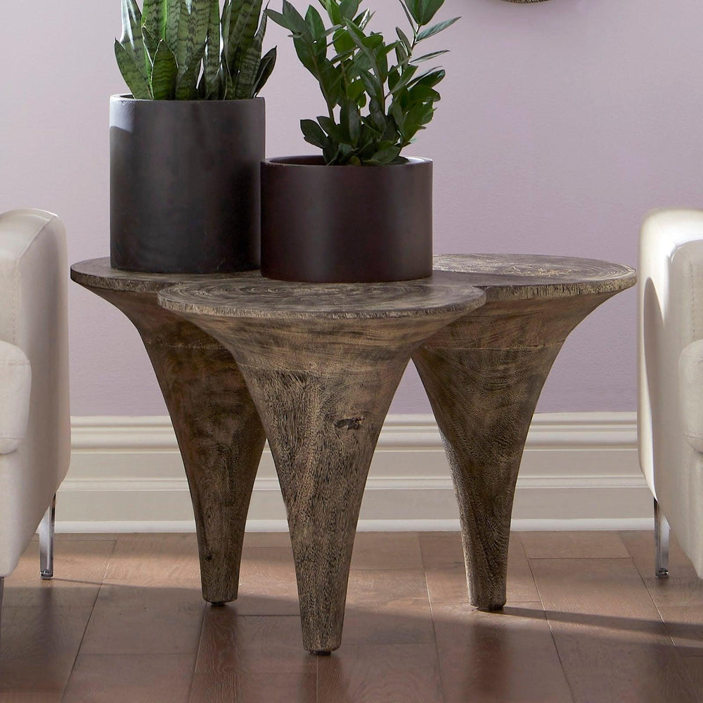 SwayLiving Marley Coffee Table, Chamcha Wood, Gray Stone Finish COFFEE TABLES
