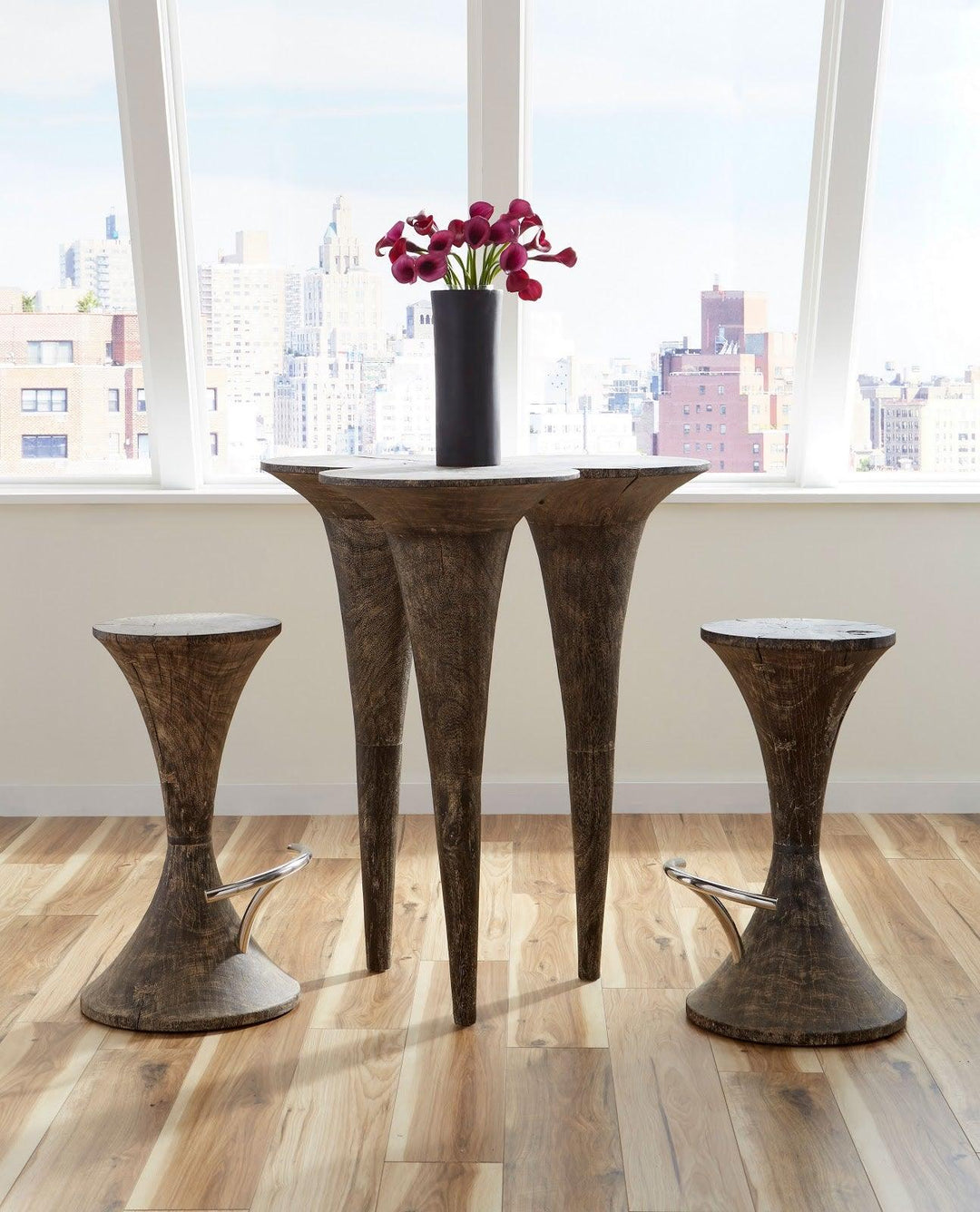 SwayLiving Marley Bar Stool, Gray Stone Finish, Stainless Steel Foot Rest BAR STOOLS + COUNTER STOOLS