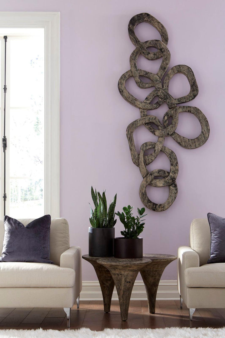 SwayLiving Chain Wall art, Chamcha Wood, Gray Stone Finish WALL ACCENTS