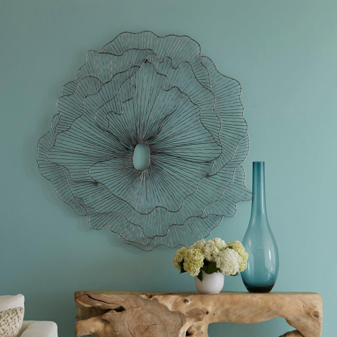 SwayLiving Poppy Flower Wall Art, Silver/Black, LG WALL ACCENTS
