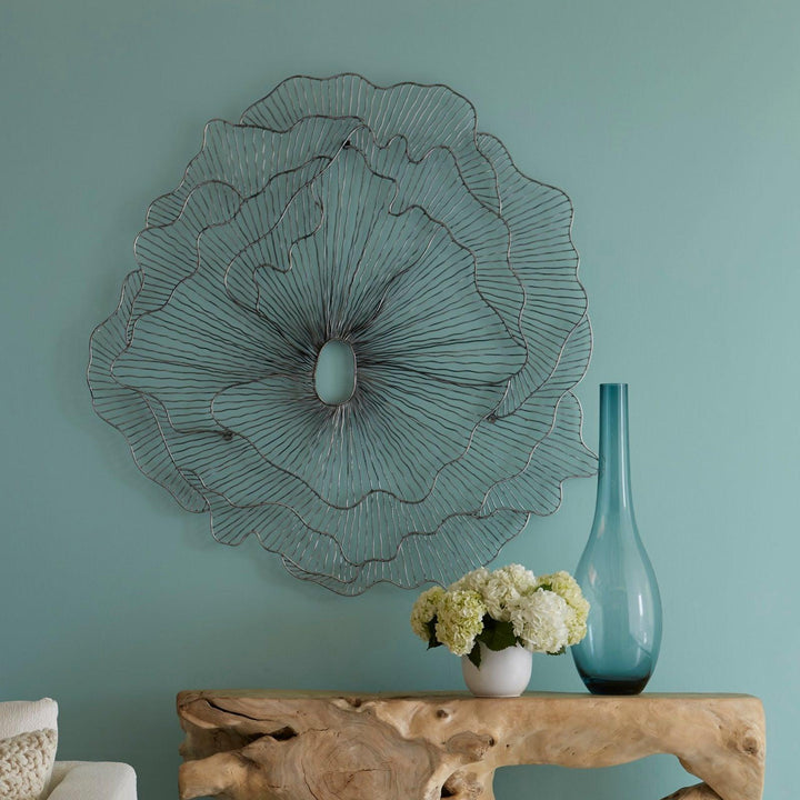 SwayLiving Poppy Flower Wall Art, Silver/Black, LG WALL ACCENTS