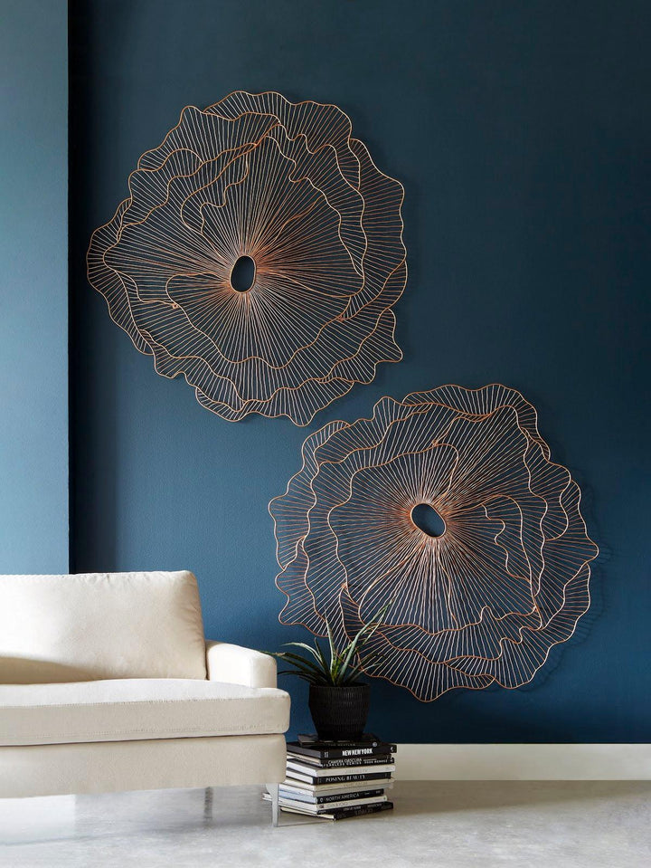 SwayLiving Poppy Flower Wall Art, Copper, LG WALL ACCENTS