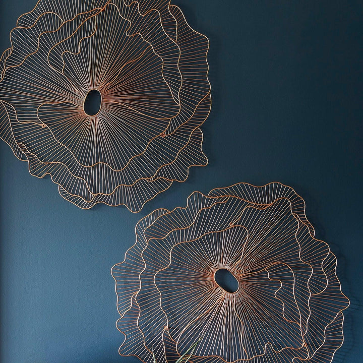 SwayLiving Poppy Flower Wall Art, Copper, LG WALL ACCENTS