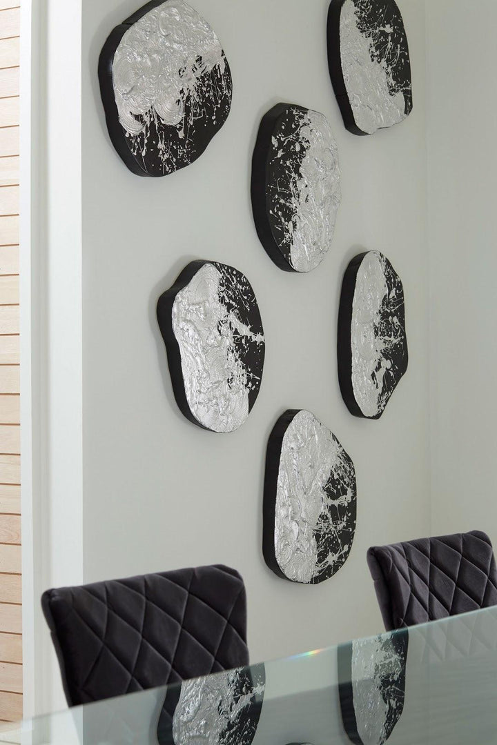 SwayLiving Wisp Wall Tile, Chamcha Wood, Silver Leaf on Black WALL ACCENTS