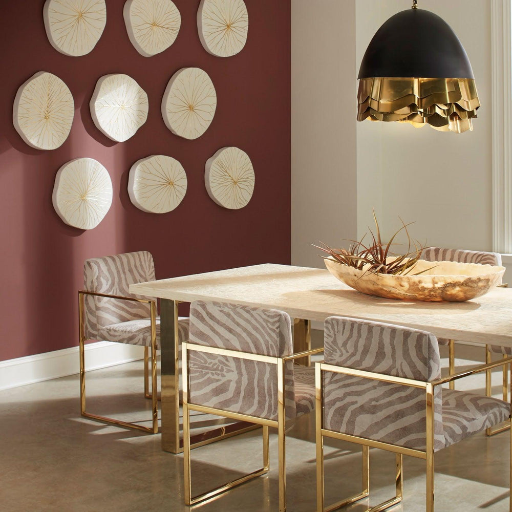 SwayLiving Rivulet Wall Tile, Chamcha Wood, Gold Leaf on White WALL ACCENTS