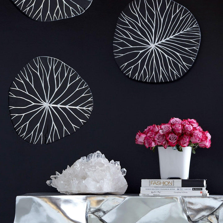 SwayLiving Rivulet Wall Tile, Chamcha Wood, Silver Leaf on Black WALL ACCENTS