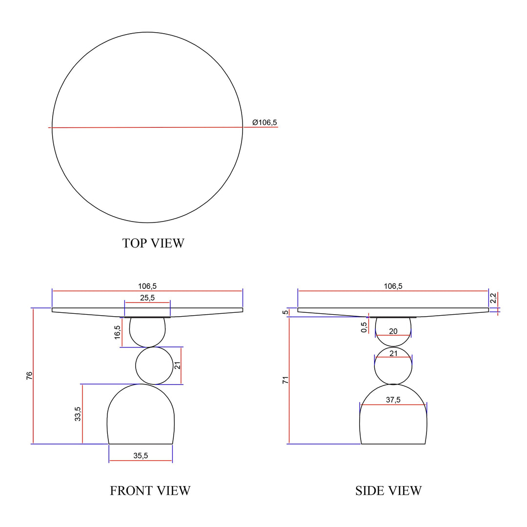 Naksu Round Dining Table — line