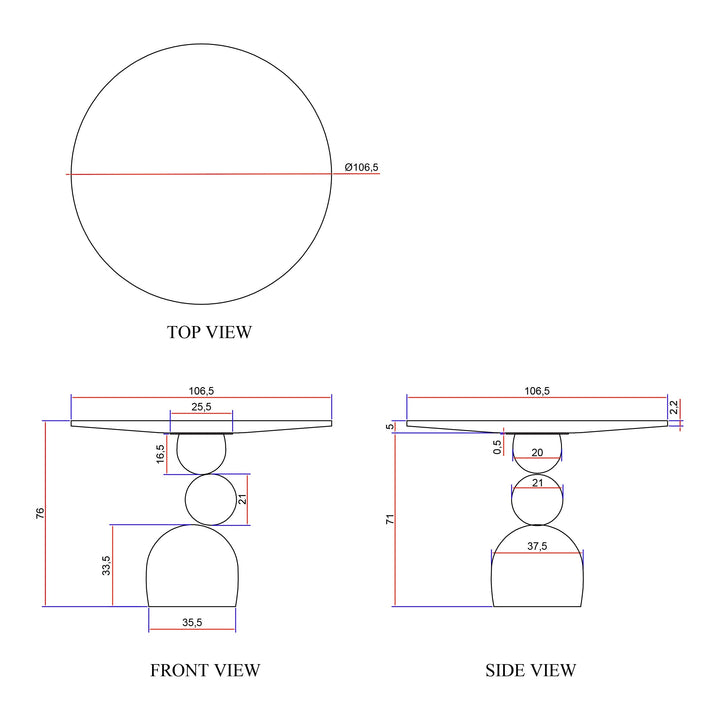 Naksu Round Dining Table — line