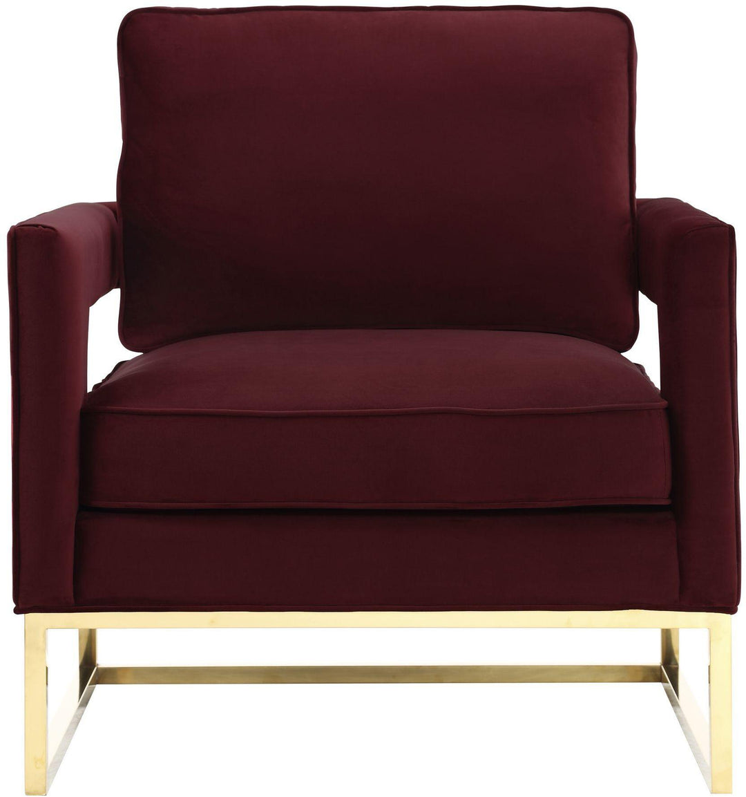 SwayLiving Avery Maroon Velvet Chair With Polished Gold Base ACCENT + LOUNGE CHAIRS