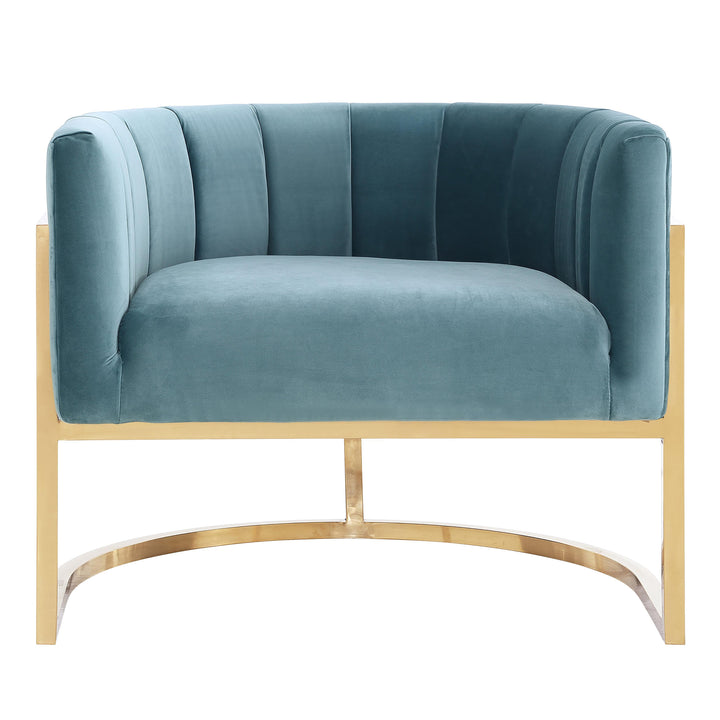 SwayLiving Magnolia Sea Blue Chair with Gold Base ACCENT + LOUNGE CHAIRS