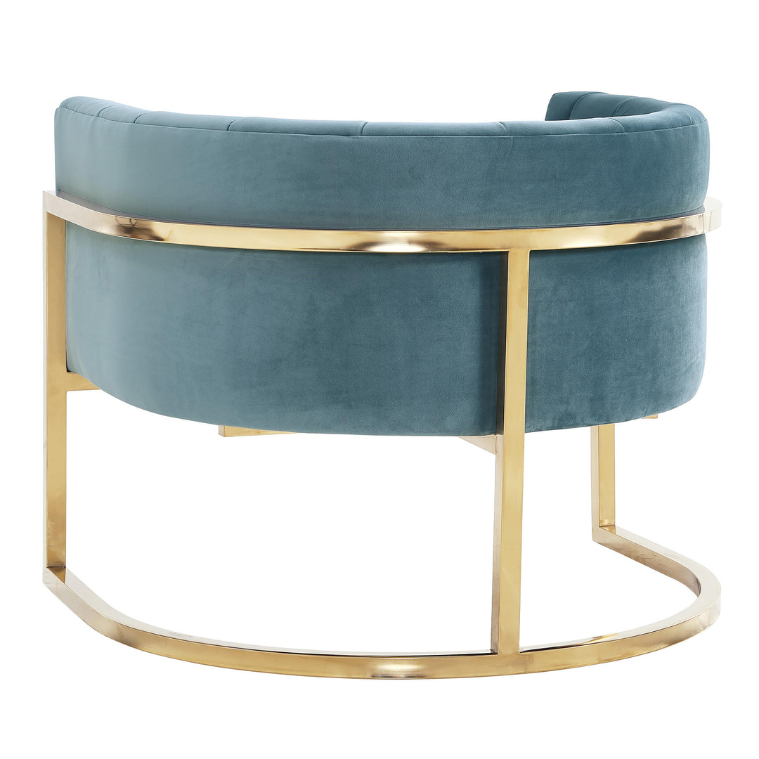 SwayLiving Magnolia Sea Blue Chair with Gold Base ACCENT + LOUNGE CHAIRS