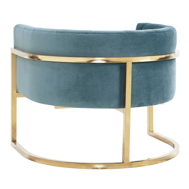 SwayLiving Magnolia Sea Blue Chair with Gold Base ACCENT + LOUNGE CHAIRS