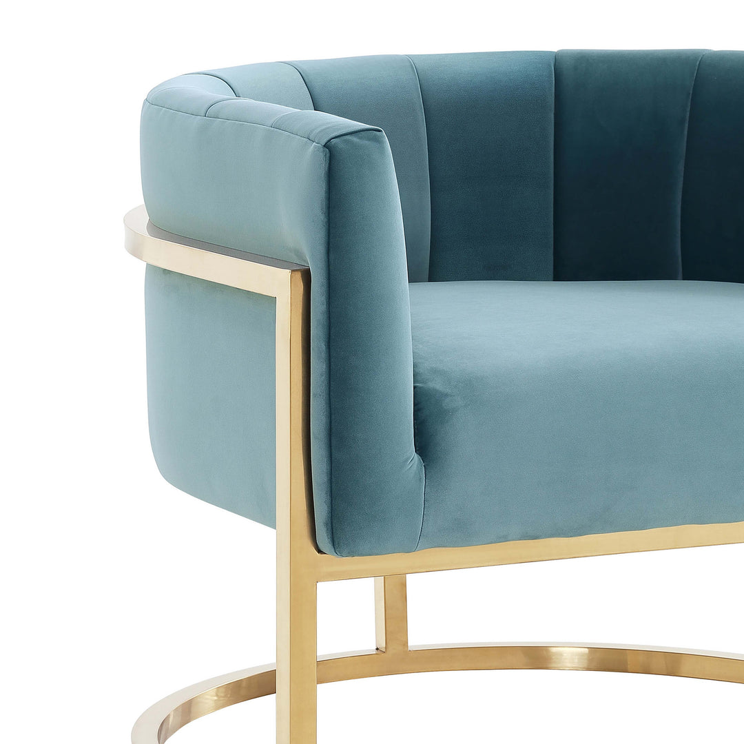 SwayLiving Magnolia Sea Blue Chair with Gold Base ACCENT + LOUNGE CHAIRS
