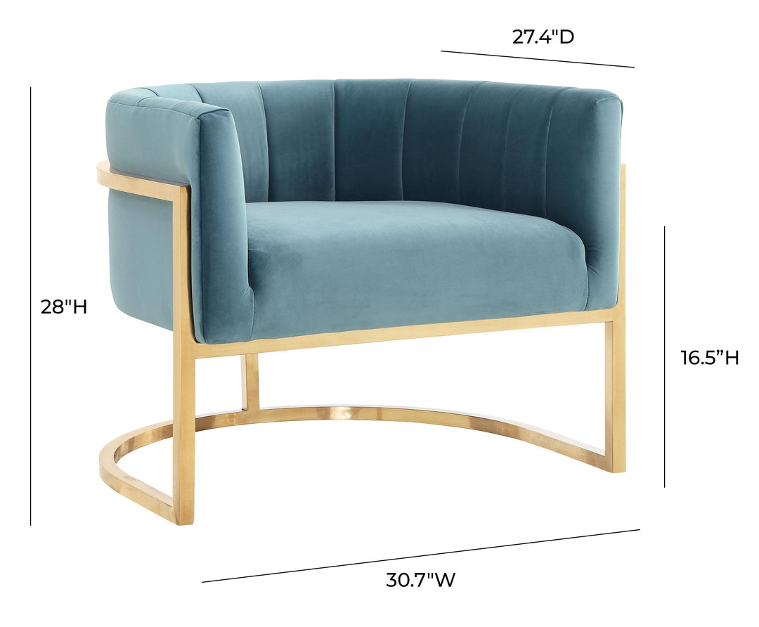 SwayLiving Magnolia Sea Blue Chair with Gold Base ACCENT + LOUNGE CHAIRS